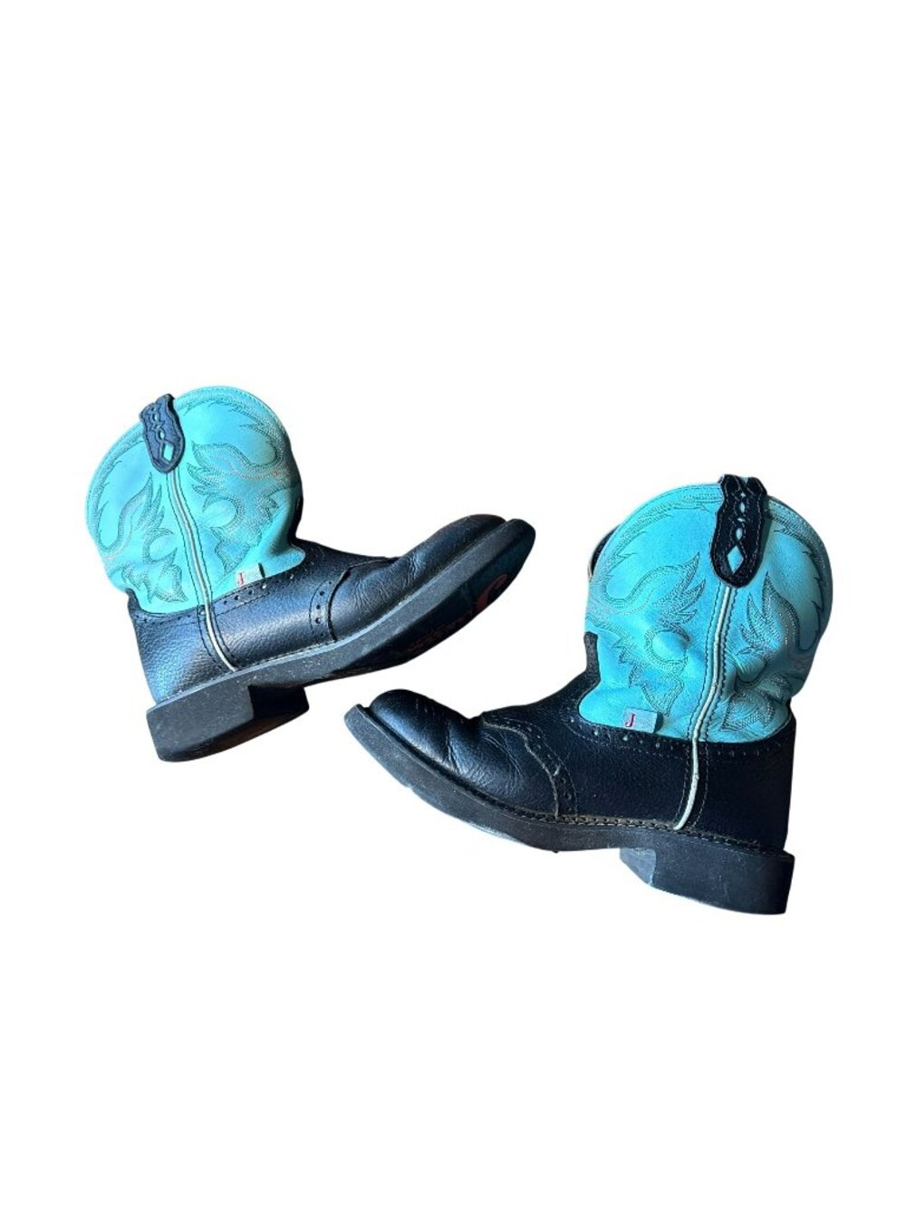 Justin Gypsy Black & Turquoise Western Cowboy Boots Size 9B